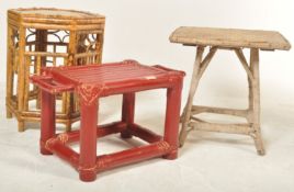 THREE CHINESE ORIENTAL BAMBOO STOOLS