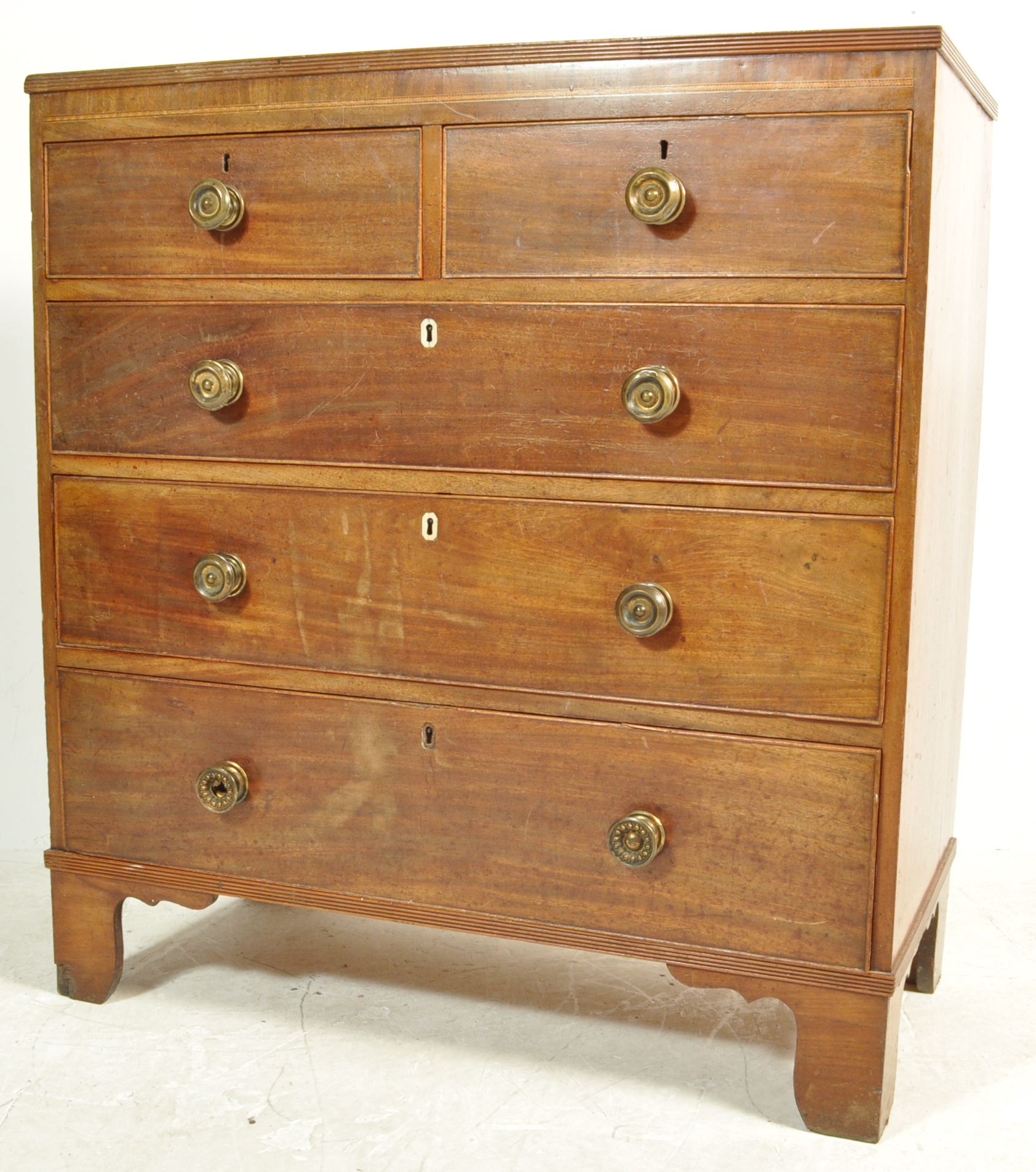19TH CENTURY GEORGE III MAHOGANY 2 OVER 3 CHEST OF DRAWERS