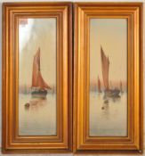 GARMAN MORRIS - PAIR OF MIXED MEDIA HERRING BOAT PAINTINGS