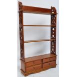 20TH CENTURY HARDWOOD FEET PIERCED WALL MOUNTED BOOKCASE / SPICE RACK