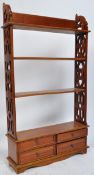 20TH CENTURY HARDWOOD FEET PIERCED WALL MOUNTED BOOKCASE / SPICE RACK