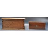 19TH CENTURY VICTORIAN OAK WRITING SLOPE TOGETHER WITH ANOTHER BOX