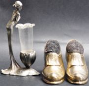 TWO SILVER PLATED PINCUSHION IN A SHAPE OF A SHOE