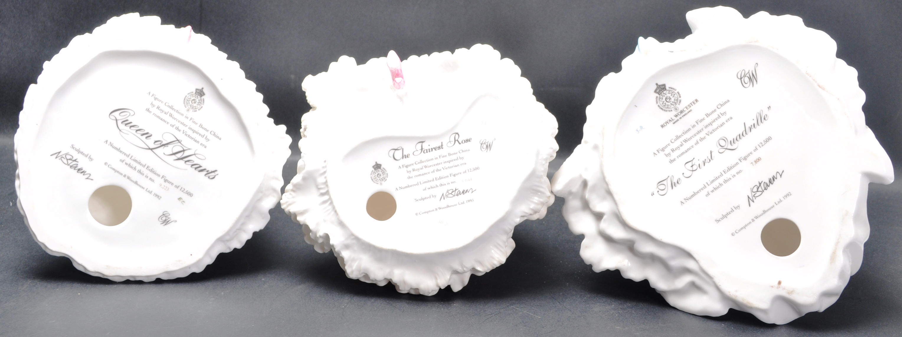 THREE LIMITED EDITION ROYAL WORCESTER FINE BONE CHINA CERAMIC PORCELAIN FIGURINES - Image 5 of 5