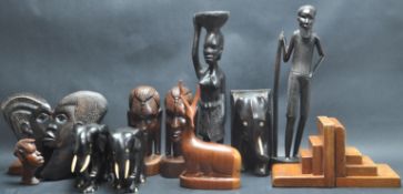 GROUP OF MID 20TH CENTURY AFRICAN TRIBAL HAND CARVED WOODEN WARE