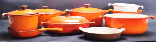 COLLECTION OF VINTAGE 20TH CENTURY LE CREUSET LIDDED POTS