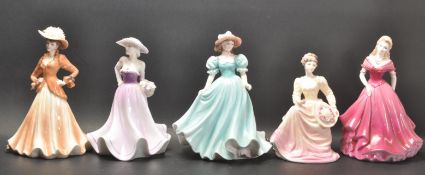 FIVE LATE 20TH CENTURY COALPORT LADIES OF FASHION FIGURES.