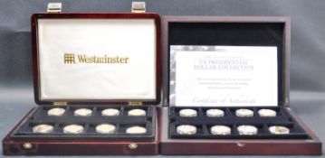 TWO CASES OF 16 24 CARAT GOLD PLATED US PRESIDENTIAL DOLLAR COINS