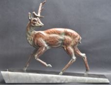 LARGE ART DECO COLD PAINTED DEER ON A MARBLE BASE