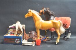 TWO VINTAGE BARBIE HORSES AND ACCESSORIES