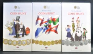 THE GREAT BRITISH COIN HUNT - 50P, £1 & £2 ALBUMS - NEAR COMPLETE