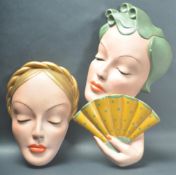 PAIR OF MID 20TH CENTURY ART DECO STYLE CERAMIC WALL PLAQUES