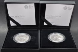 THE ROYAL MINT - LUNAR YEAR - X2 ONE OUNCE SILVER PROOF COINS