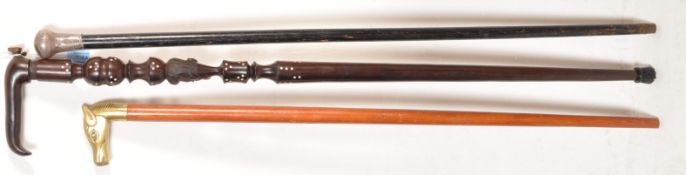 COLLECTION OF THREE 20TH CENTURY WALKING STICKS