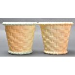 TWO 1910’S ROYAL WORCESTER IVORY BLUSH BASKETS