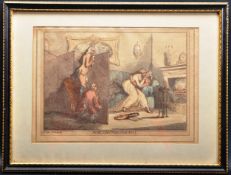 AFTER ROWLANDSON 1792 - ' WORK FOR DOCTORS COMMONS ' COLOURED ENGRAVING