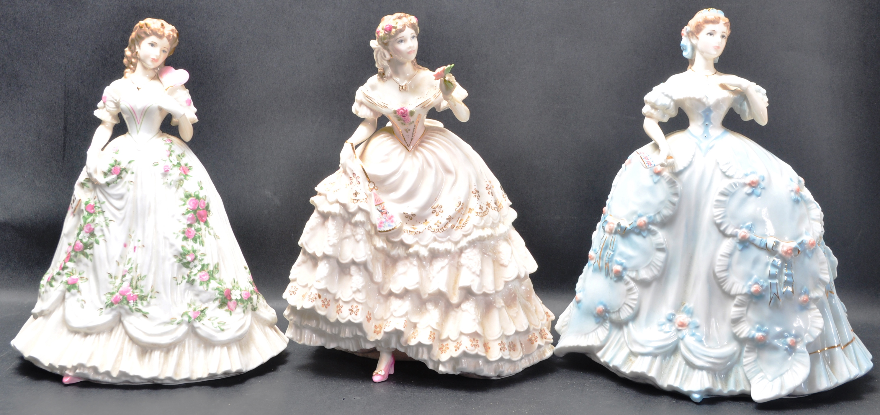 THREE LIMITED EDITION ROYAL WORCESTER FINE BONE CHINA CERAMIC PORCELAIN FIGURINES