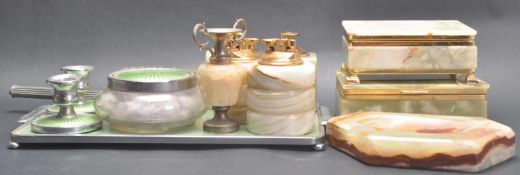 COLLECTION OF ART DECO STYLE DRESSING TABLE ITEMS AND SMOKERS ITEMS