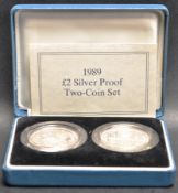 THE ROYAL MINT - 1989 £2 SILVER PROOF TWO COIN SET