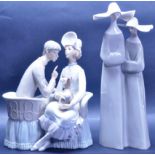 TWO LARGE CERAMIC PORCELAIN FIGURINES BY LLADRO