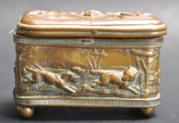 EARLY 20TH CENTURY BOX DECORATED WITH HUNTING SCENES