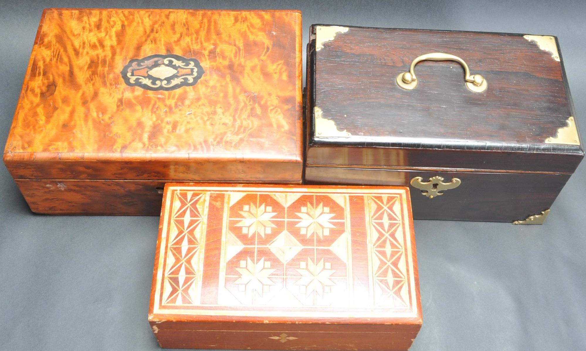 TWO 19TH CENTURY VICTORIAN WOODEN BOXES - Image 2 of 5