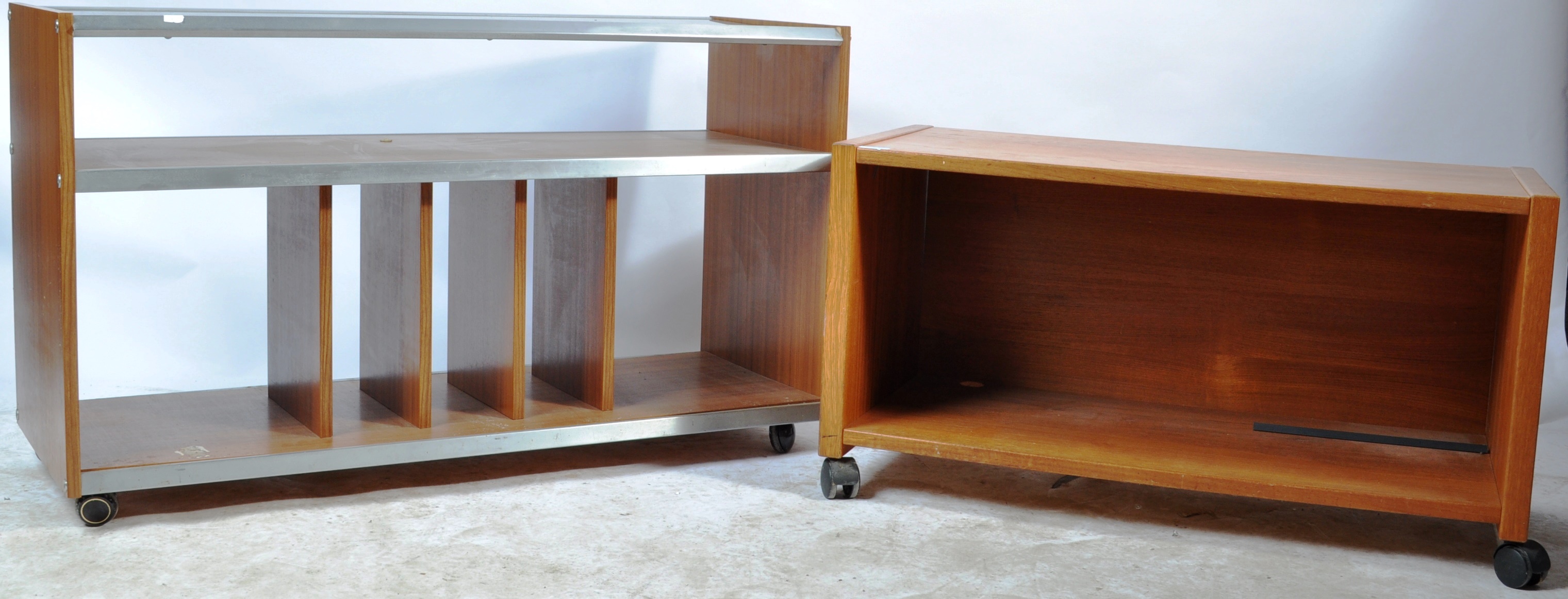 TWO RETRO VINTAGE 1960S MID 20TH CENTURY GLASS AND TEAK FRAMED COFFEE TABLE