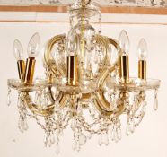 VINTAGE 20TH CENTURY 8 ARMS GLASS CHANDELIER