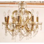 VINTAGE 20TH CENTURY 8 ARMS GLASS CHANDELIER