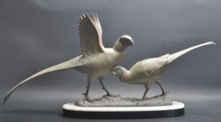 LATE 20TH CENTURY SPELTER STATUE OF TWO PHEASANTS
