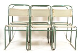 SIX INDUSTRIAL MILITARY STYLE TUBULAR CHAIRS