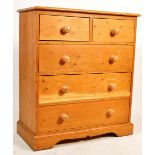 20TH CENTURY TWO OVER THREE PINE CHEST OF DRAWERS