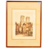 AFT6ER GERALD M BURN - EARLY 20TH CENTURY COLOUR ETCHING OF NOTRE DAME CATHEDRAL