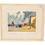 WATERCOLOUR PAINTING BY EDWARD WESSON (1910-1983 ) TITLE THAMES CRAFT