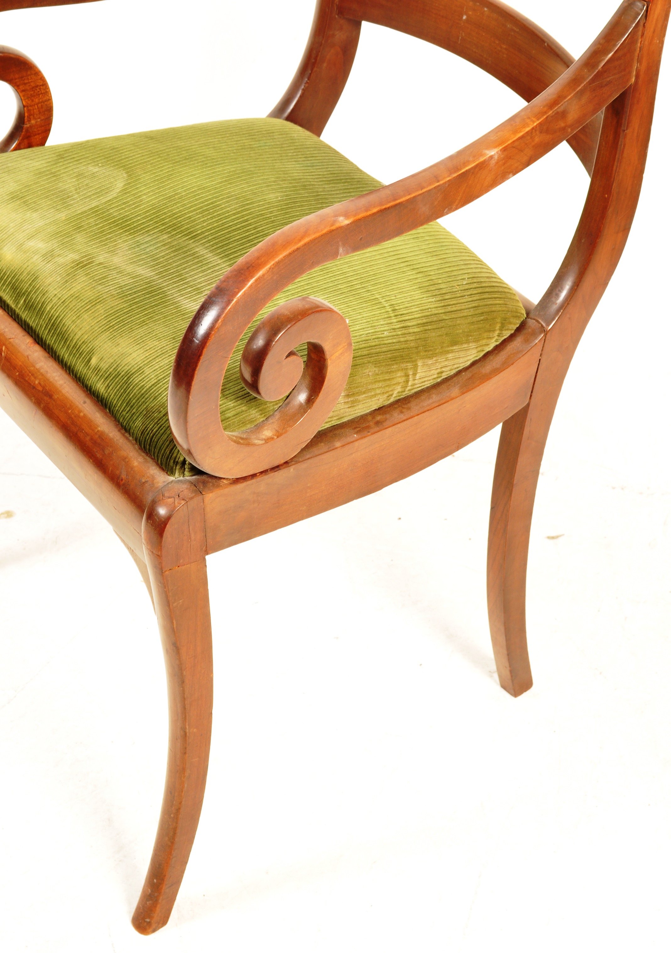 EARLY 19TH CENTURY REGENCY MAHOGANY SCROLLED ARM CHAIR - Image 8 of 8