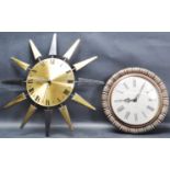 RETRO VINTAGE LATE 20TH CENTURY SUNBURST WALL CLOCK