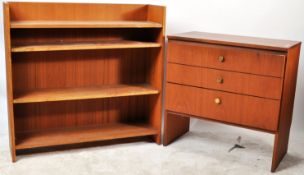 RETRO VINTAGE 1970S 20TH CENTURY TEAKWOOD CHEST OF DRAWERS WITH BOOKCASE