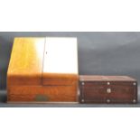 LATE 19TH CENTURY VICTORIAN OAK STATIONERY BOX AND ROSEWOOD BOX