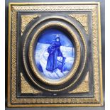 19TH CENTURY VICTORIAN BLUE AND WHITE DELFT PLAQUE FRAMED