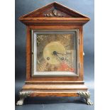 EARLY 20TH CENTURY OAK CASED 8 DAY MANTEL CLOCK OF ARCHITECTURAL FORM