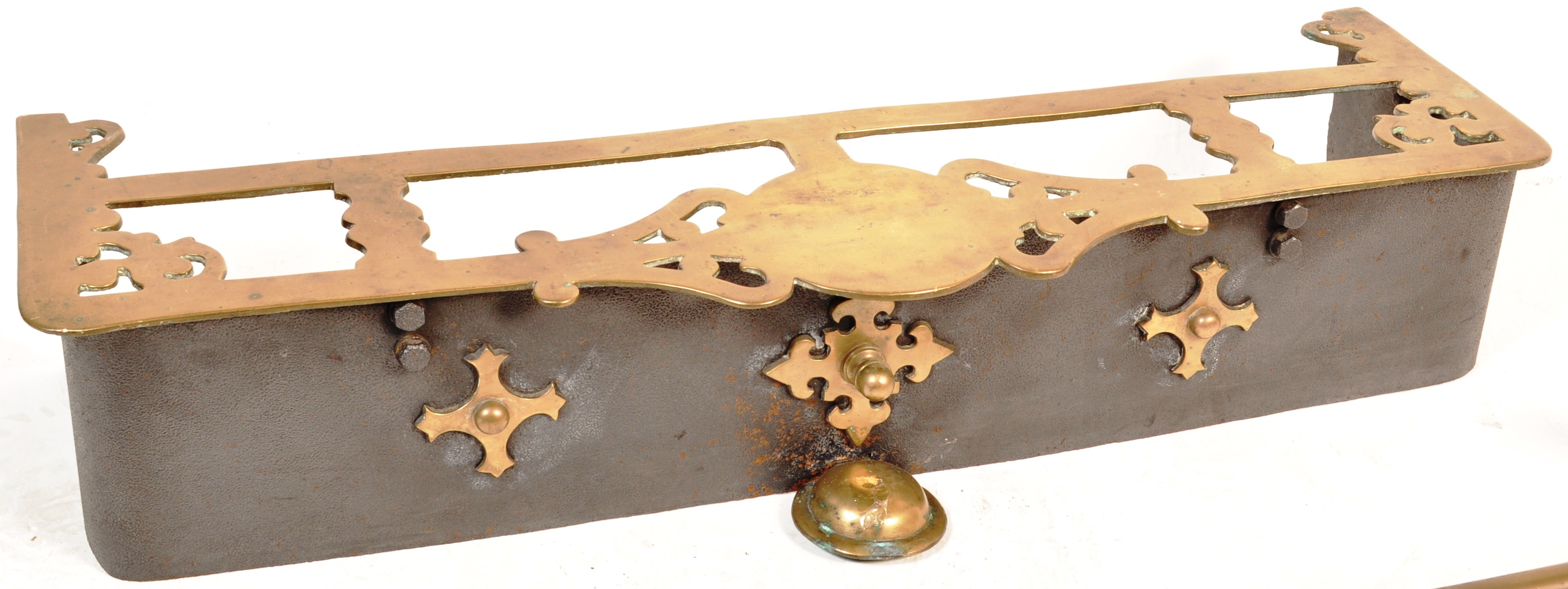 TWO 19TH CENTURY VICTORIAN CAST IRON AND BRASS ART NOUVEAU STYLE FIRE FENDER - Image 3 of 8