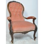 19TH CENTURY VICTORIAN SPOON BACK ARMCHAIR