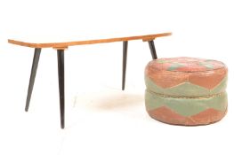 1970S SURFBOARD COFFEE TABLE AND POUFFE