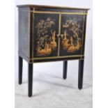 CHINESE ORIENTAL BLACK LACQUER CABINET