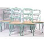 SET OF SIX 1930’S FRENCH COUTRY SIDE LADDER BACK DINING CHAIRS