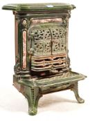 1920S GREEN ENAMEL AND MARBLE STOVE / CHAUFETTE