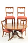 19TH CENTURY VICTORIAN TILT TOP CIRCULAR DINING TABLE AND FOUR CHAIRS