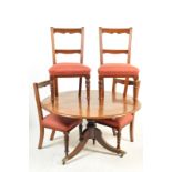 19TH CENTURY VICTORIAN TILT TOP CIRCULAR DINING TABLE AND FOUR CHAIRS