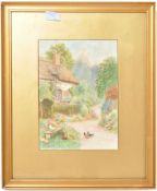 WATERCOLOUR COTTAGE PAINTING BY CHARLES H C BALDWYN