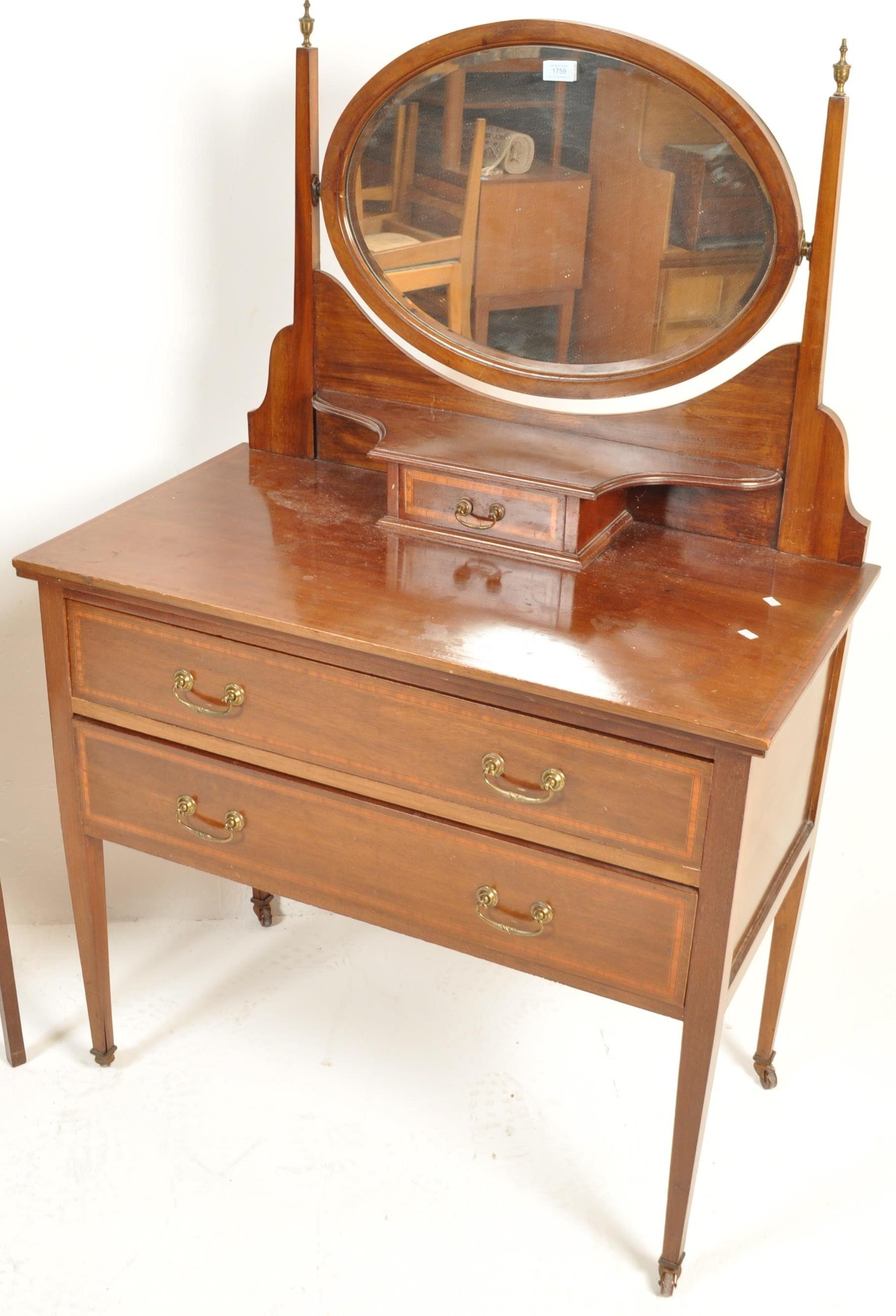 EDWARDIAN MAHOGANY DRESSING TABLE CHEST AND WASHSTAND - Image 6 of 9